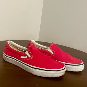 Red slip on vans size 8.5 Women